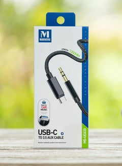 Buy Type C Male to 3.5 Male Audio Aux Cable 1 meter MS-UC633 - Black in Saudi Arabia