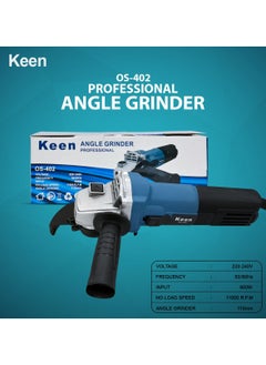 Buy KEEN 900W 115mm Small Angle Grinder for Metal Grinding & Cutting, 220-240V / 50-60Hz / 11000rpm / 115mm ,  Color: Blue/Silver - Model : OS-402 in Saudi Arabia