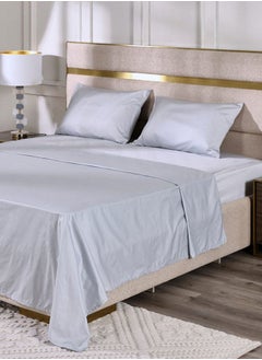 اشتري Serena Super King Flat Sheet Set, Silver – 300 TC, 274x274 cm في الامارات