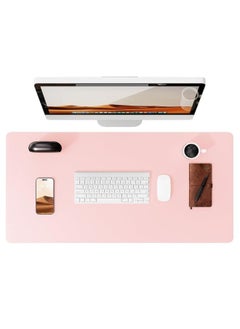 اشتري Leather desk pad protective cover, office desk pad, large mouse pad, non-slip PU leather desk pad, laptop desk pad, waterproof office writing pad, suitable for office and home (pink, 100cm*40cm) في السعودية