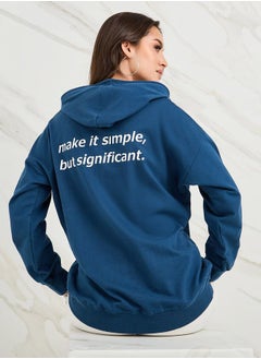 Buy Oversized Slogan Print Longline Hoodie in Saudi Arabia