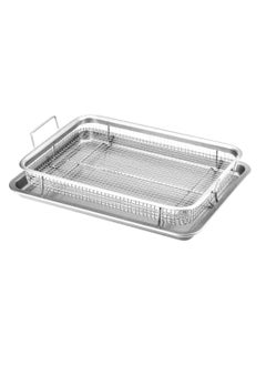 Buy Stainless Steel Air Fryer Basket for Oven, Crisper Tray and Basket 13 x 8.6 Inch, Oven Air Fry Pan Mesh Basket Set in UAE