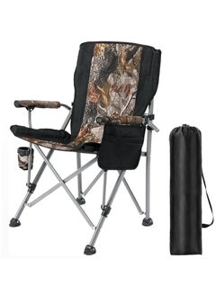 Buy Portable Camping Chairs, Outdoor Camp Chair with Armrest and Cup Holder, Folding Chair for Camping, Hiking, Sports(Camouflage) in Saudi Arabia