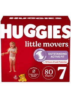 اشتري Huggies Size 7 Diapers, Little Movers Baby Diapers, Size 7 (41+ lbs), 80 Count (2 packs of 40), Packaging May Vary في الامارات