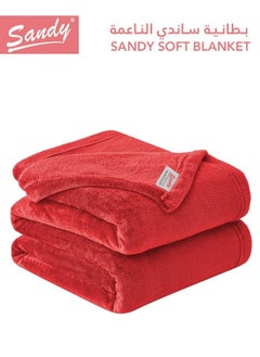 Buy SANDY Fleece Blanket, Premium Microfiber, Super Soft Flannel Blanket for Bed, Sofa, Couch and Home Decorations, Double Size 220x240 cm, Red in Saudi Arabia