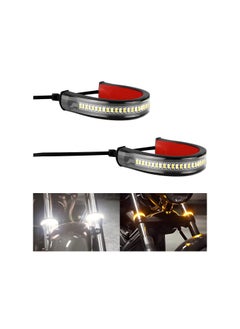 اشتري Motorcycle Turn Signal Light, 2PCS LED Turn Signal Light, Flexible Switch back Dual-Color Fork Turn Signal Blinkers, DRL Daytime Running Light, Waterproof Adjustable Strips Bars for Motorbike في الامارات