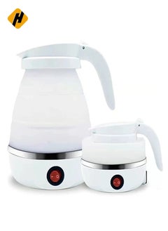 Buy Travel Foldable Electric Kettle -Ultrathin Upgraded Food Grade Silicone portable Kettle,Dual Voltage and Separable Power Cord,555ML 110-220V US (White) in UAE