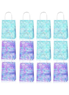 Buy 12 Pack Mermaid Party Favor Bags With Colorful Party Paper Gift Bags for Mermaid Under the Sea Theme Baby Shower (12 Pcs Mermaid Party Favor Bags) in Saudi Arabia