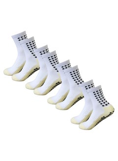 اشتري 4 Pair Men's Soccer Socks Anti Slip Non Slip Grip Pads for Football Basketball Sports Grip Socks في الامارات