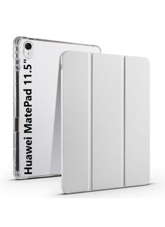 Buy Huawei MatePad 11.5" Cover | 3 folding Transparent TPU Smart Leather with Auto Wake UP Protective Case for Huawei MatePad 11.5" 2023 - Grey in UAE