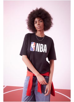 اشتري Woman Boxy Fit-Nba Round Collar Knitted Short Sleeve T-Shirt في مصر