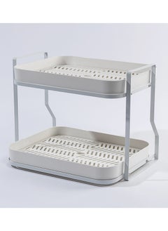 Buy Cazo 2 - Tier Rack and Tray Set, White - 36x28 cm in UAE