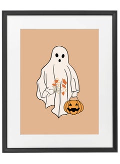 اشتري Halloween Ghost and Pumpkin Framed Poster 50x40cm - Spooky Wall Art Decor for Home, Office, or Party , Trick or Treat Pumpkin Artwork, Halloween Decoration Gift Idea في الامارات