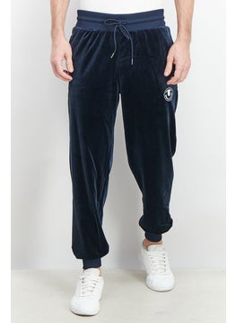 اشتري Men Regular Fit Drawstring Pants, Navy Blue في السعودية