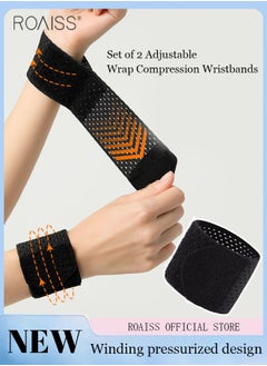 Buy 2-Piece Unisex Wrapped Compression Wristband Outdoor Fitness Exercise Anti Sprain Wrist Strap Comfortable And Breathable Nylon Adjustable Protective Gear in UAE