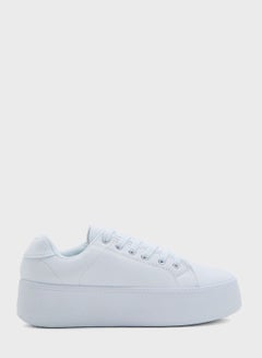 Buy White Platform Canvas Sneakers in UAE