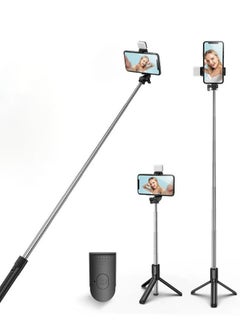 اشتري Selfie Tripod with Light, Mobile Phone Holder Lightweight Tripod with Detachable Bluetooth Wireless Remote Phone Holder, Also Suitable for Tiktok Vlog Youtuber Video Recording في السعودية