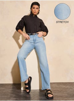 Buy High Rise Wide Leg Full Length Jeans in Saudi Arabia