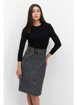 Buy Women Plaid Midi Dress, Black/Grey Combo in UAE