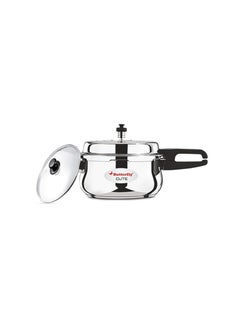 Buy Butterfly Cute Ss Induction Compatible Outer Lid Stainless Steel Pressure Cooker With Glass Lid 2 liter, Silver in UAE