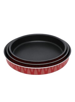 Buy 3-Piece Non-Stick Round Baking Pan Red/Black 24cm, 26cm, 28cm in Saudi Arabia