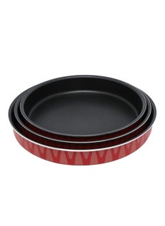 Buy 3-Piece Non-Stick Round Baking Pan Red/Black 24cm, 26cm, 28cm in Saudi Arabia