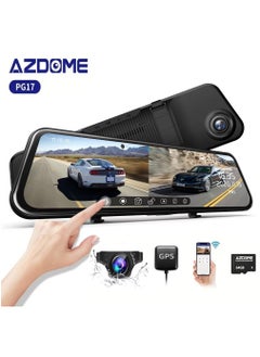 Buy AZDOME 11.8" Mirror Dash Cam, 1080P FHD Front and Rear View Mirror Camera for Cars, Dual Camera with Waterproof Reverse Backup, Enhanced Night Vision, Parking Mode, with GPS Free 64GB Card in Saudi Arabia