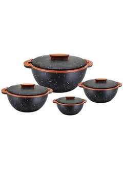 Buy Mable Design Premium Insulated Casserole Set Of 4 Pieces 500Ml 1000Ml 2000Ml And 3000Ml Black Color Stoneline in Saudi Arabia