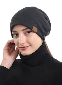 اشتري Slouchy Beanie Hat Baggy Skull Sleep Cap Thin Hip-hop Soft Stretch Knit Sleeping Hat Headwear Head Wrap Cap for Women Black في الامارات
