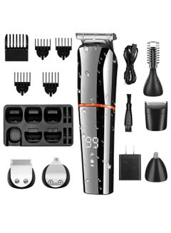 Buy Beard Trimmer, Hair Clippers for Men, Body Mustache Nose Hair Groomer, Cordless Precision Hair Trimmer 6 in 1 Grooming Kit Waterproof USB Rechargeable and LED Display in Saudi Arabia