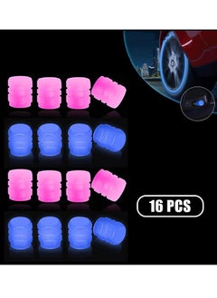 Buy Fluorescent Car Tire Valve Stem Caps, 16Pcs Universal Luminous Tire Air Valves Stem Caps, Glow in The Dark Tire Valves Caps for Most Cars, Motorcycles, and Bicycles (Pink+Blue) in UAE