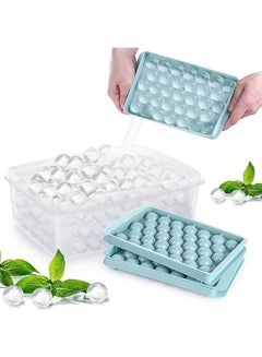 Buy Round Ball Ice Tray for Freezer with Lid and Box (3 Blue Ice Trays, 1 Ice Bucket Scoop and Spoon) in Saudi Arabia