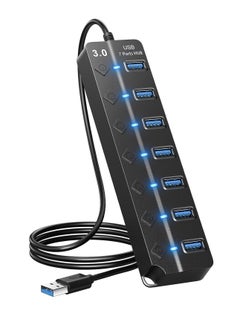 Buy USB Hub 3.0, 7-Port USB Hub Splitter with Individual On Off Switches and Lights, 3.2ft，1m Long Cable Compatible with MacBook, Laptop, Surface Pro, PS4, PC, Flash Drive, Mobile HDD in Saudi Arabia