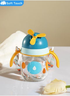 Buy Baby Straw Bottle Toddler Water Bottle Sippy Cup for Baby 6-12 Months Baby Straw Cup with Handles 300ml (Blue) in Saudi Arabia