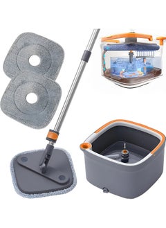 Buy Spin Mop and Bucket with Dual Compartment Mops for Floor Cleaning, 360-Degree Rotation, Centrifugal Force, 2 Microfiber Mop Heads Spinning Mop and Buckets for Floor Cleaning. in UAE