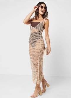 Buy Crochet V Neck Beach Dress in Saudi Arabia