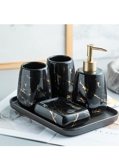 اشتري Ceramic Bathroom Accessories Set - Complete Bath Accessory Set with Soap Dispenser, Toothbrush Holder, and More في الامارات