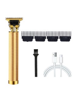Buy Hair Trimmer, Hair Clippers for Men, Low Noise Cordless T-Blade Trimmer Edgers Hair Clippers, Metal Body Cutting Grooming Beard Shaver Barbershop Professional, USB Rechargeable (Gold) in UAE