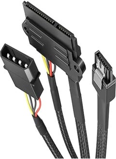 اشتري KabelDirekt 820 0.6m 30cm 22-pin SATA to 4-pin Molex power cable and 60cm 7-pin 3 data 6 Gbit/s black في مصر