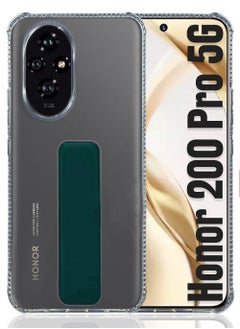 Buy Case Cover For Honor 200 Pro With Magnetic Hand Grip 3 in 1 Clear / Green in Saudi Arabia