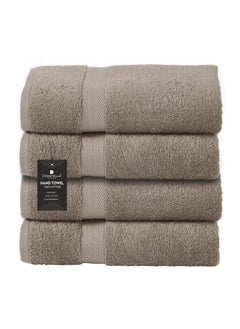 Buy Premium 100 % Combed Cotton 4-Pcs Hand Towel Set (50 X 90 CM) 600 GSM Super Soft Hand Towel, Highly Absorbent, Quick Dry,Best Towel for Bathroom, Spa And Hotel,Dark Beige in UAE