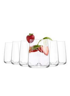 Buy 6-Piece drinking glass set clear 475ML in Saudi Arabia