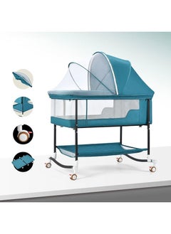 Buy 4-In-1 Multi-Functional Baby Bed Newborn Baby Crib Bed Mobile Portable Sleeping Basket Bed with Mosquito Net - Green in Saudi Arabia