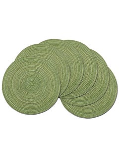 اشتري Set of 6 Round Cotton Placemats, 15 Inch Round Table Placemats Washable Heat Insulation Braided Cotton Dinner Table Mats for Restaurant, Cafe and Home Kitchen Decoration في الامارات