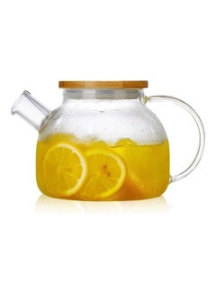 Buy High Borosilicate Glass Bamboo Lid Cold Water Kettle Household High Temperature Resistant Teapot in Saudi Arabia