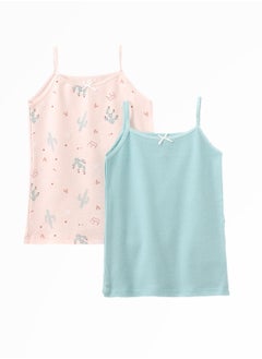 اشتري 2 Pack Girls Vests 100% Cotton, Soft and Breathable Sleeveless Undershirts for Girls في الامارات