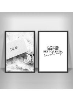 Buy Set of 2, Fashion Wall Art Poster 30x40cm - Girl Power Inspirational Quote for Living Room or Bedroom and interior in UAE