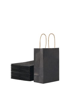 Buy [24 Bags] Kraft Paper bags with handles, 22 x 16 x 8 cm Black Gift bags for Birthday Party Favors, Weddings, Crafts, Packaging, Eid in UAE