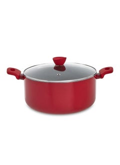 Buy Yna Non-Stick Casserole With Lid, Red & Black - 28 Cm in UAE