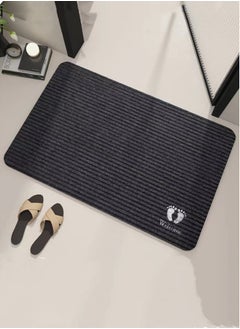 Buy 1-Piece Bathroom Anti-Slip Mats Absorbent Mat Black 60x40 Centimeter in UAE